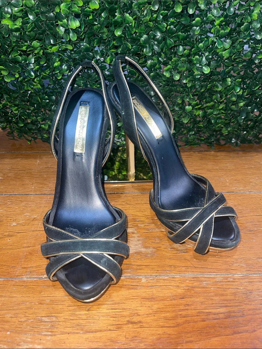 Black Strappy Slingback Heels by BCBGMaxazria